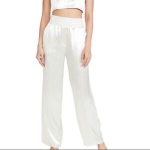 Vintage Susan Christopher White Satin High Rise Wide Leg Palazzo Pants - Large
